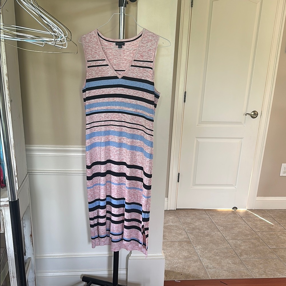 Tommy Hilfiger Pink and Blue Sheath Midi Dress